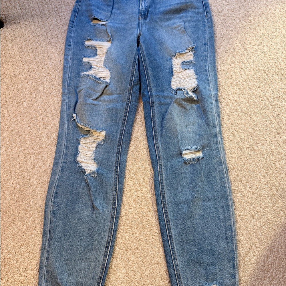 Tinseltown Women's Distressed Light Blue Skinny Jeans